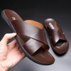 Men's Casual Soft Leather Soft Bottom Non-slip Slippers - Image 6