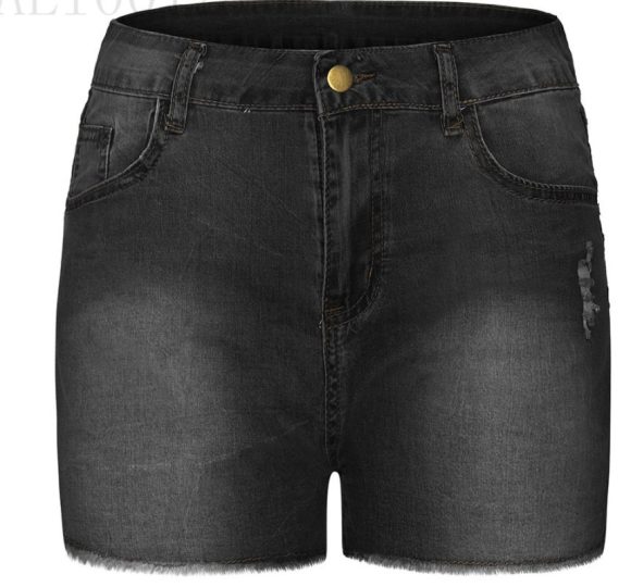 Stretch Slim Fit Ripped Tassel Denim Shorts For Women - Image 5