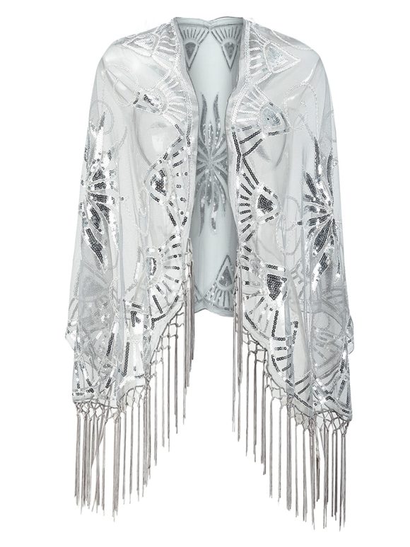 Flapper Gatsby Party Mesh Short Cover Up Dress Accessory - Image 2