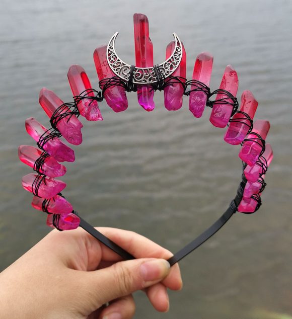 Natural Crystal Electroplating Frosted Crystal Witch Headband - Image 8