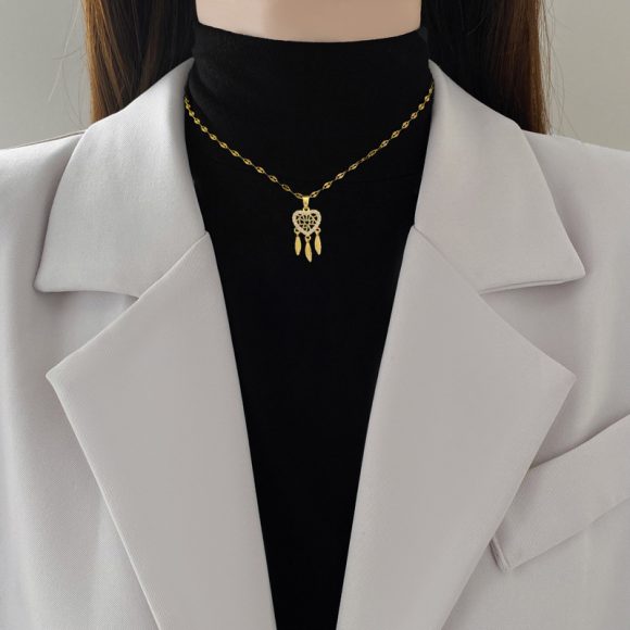 Ethnic Style Dreamcatcher Light Luxury Temperament Full Diamond Necklace - Image 3