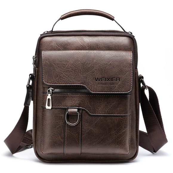 Popular Men's Messenger Bag One Shoulder Retro Business Backpack PU Leather Flaps Crossbody Bags Business Flap Male Solid Travel Bag - Image 2