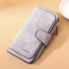 Women's Long Wallet Trifold Matte Leather Clutch