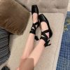 Comfortable Outerwear Flat Shoes Spring And Autumn French Mary Jane Shoes With Straps And Square Toes