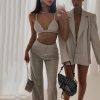 Camisole Slim Straight High Waist Pants Street Glitter Jacket Night Club Suit - Image 4