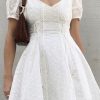 Short Sleeve Neck Waist A-Line Dress - Image 3