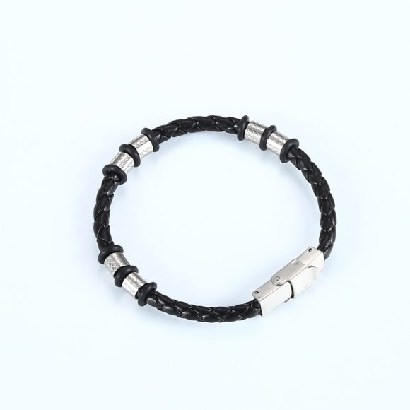 Stainless Steel Woven Leather String Couple Bracelet - Image 8