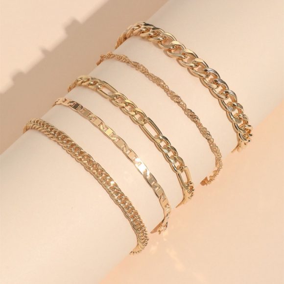Simple Graceful Metal Chain Retro Creative Snake Chain Anklet Five-piece Set - Image 8