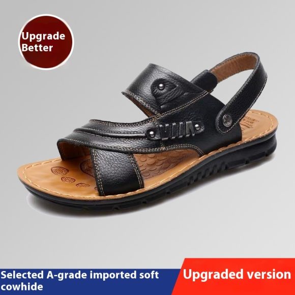 First Layer Cowhide Men's Sandals Summer Genuine Leather Sandals - Image 2