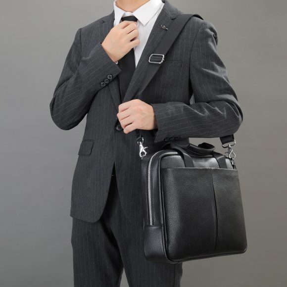 Genuine Leather Large Capacity Briefcase Men's Horizontal First Layer Cowhide Computer Storage Bag - Image 7