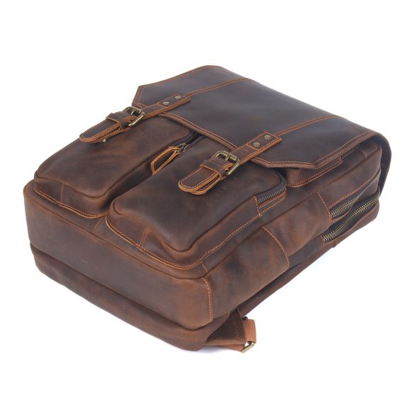 Vintage Large Capacity Crazy Horse Leather Backpack - Image 2