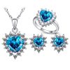 Micro Inlaid Zircon Heart Of The Ocean Necklace Ring Earings Set - Image 3