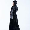 Halloween Women Medieval Gothic Witch Maleficent Horror Scary Cosplay Costume Carnival Party Ghost Long Black Hooded Dress - Image 6