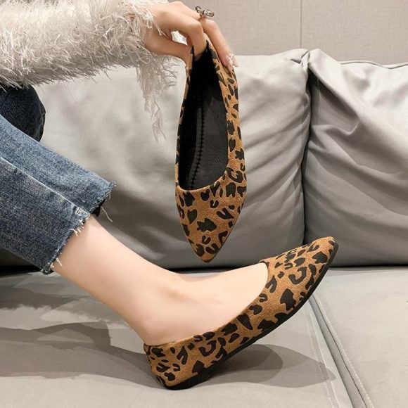 Fashion Flat Pointed Toe Shoes Leopard Print Women Flat Pumps - Image 3