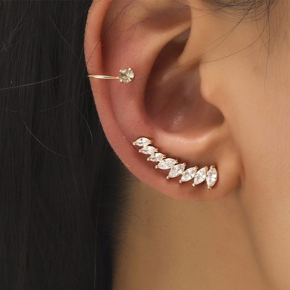 Geometric Ear Clip Leaf Ear Clip - Image 4