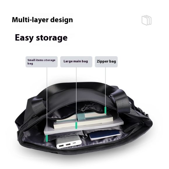 Men's Large Capacity Layered Shoulder Messenger Bag - Image 6