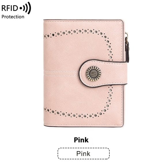 RFID Anti-theft Swiping Women's Wallet Multiple Card Slots Buckle Wallet - Image 5