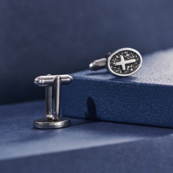 Oval Cross Cufflinks Silver Stainless Steel Shirt Cuff Links For Men Jewelry Accessories - Image 3