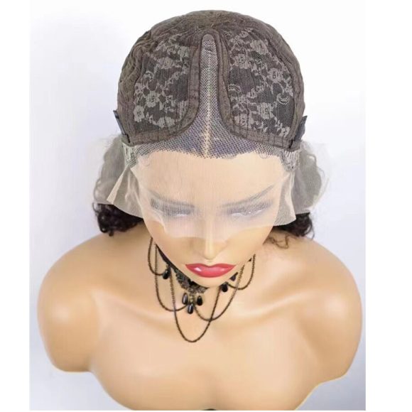 Kinky Curly Short Bob Lace Front Human Hair Wig - Image 3