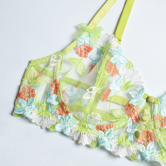 Three-piece Set Of Craft Floral Mesh Underwear Gathered - Image 3