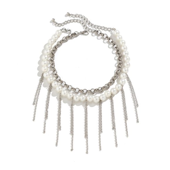 Pearl Tassel Fun Design Double-layer Retro Necklace Women's Accessories - Image 3