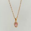 Olive Shaped Horse Eye Zircon Full Drill Titanium Steel Necklace - Image 4