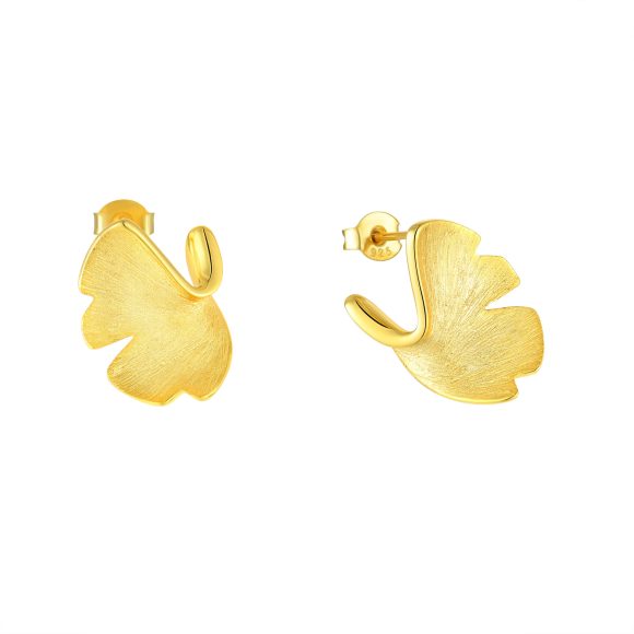 925 Sterling Silver Stud Earrings Earrings Female Plated 14k Gold Premium Sense Of Niche Design Ginkgo Biloba National Style Silver Jewellery - Image 4
