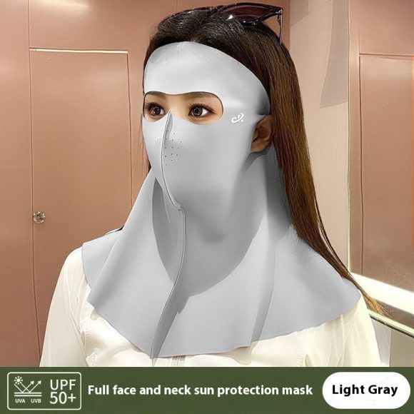 Summer Ice Silk Full Face Seamless Neck And Forehead Integrated Sun Mask - Image 8