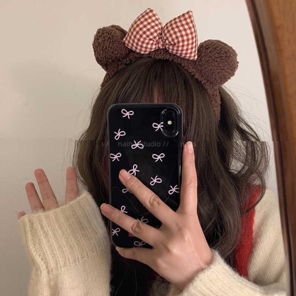 Cute Bow Bear Ear Headband Face Wash Headband - Image 6