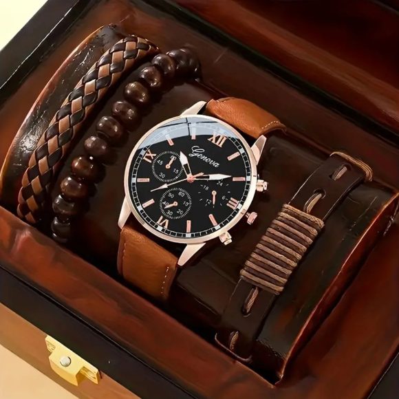 Belt Quartz Watch With Woven Bracelet - Image 5