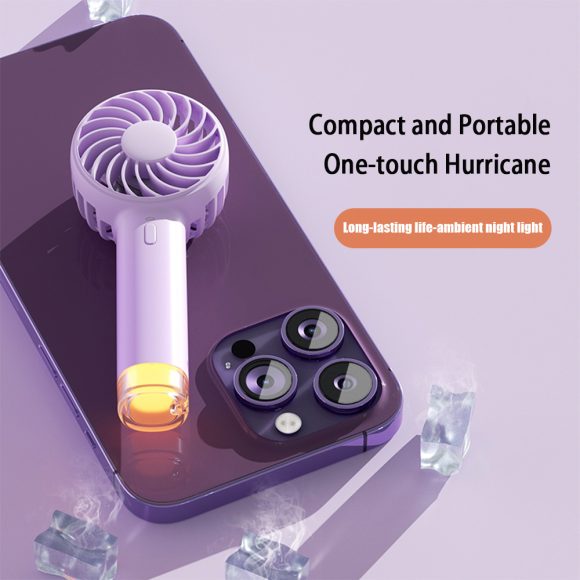 Little Bee Portable Color Cute Charging Wearing Small Lamp Handheld Electric Fan Round Handle - Image 2
