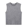 European And American Women's Beads Decoration Metallic Yarn Knitted Top