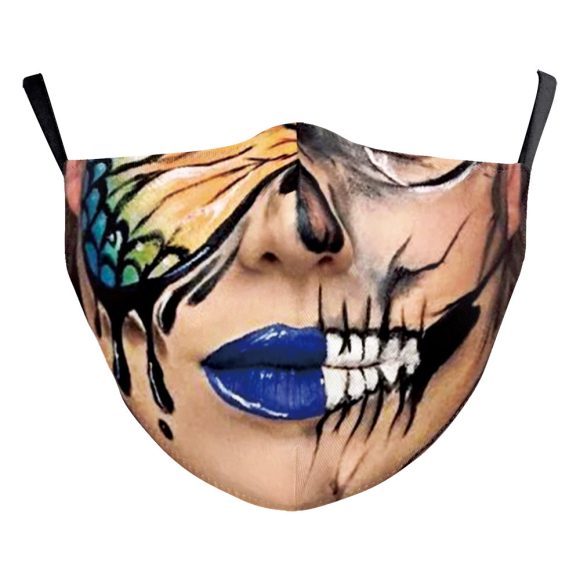 Halloween Digital Printing Funny Horror Face Double Layer Dust Mask - Image 8
