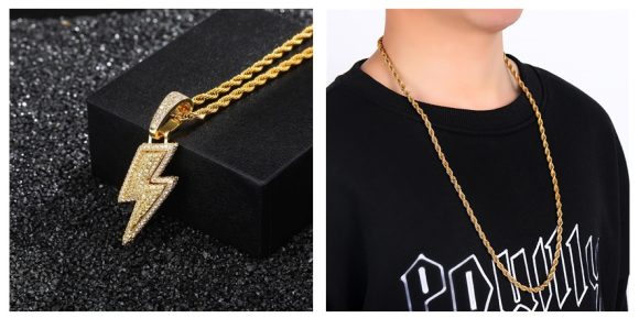 Hot Selling Lightning Hip Hop Pendant Micro-inlaid Zircon Hip Hop Fashion Trendy Hip Hop Jewelry - Image 4