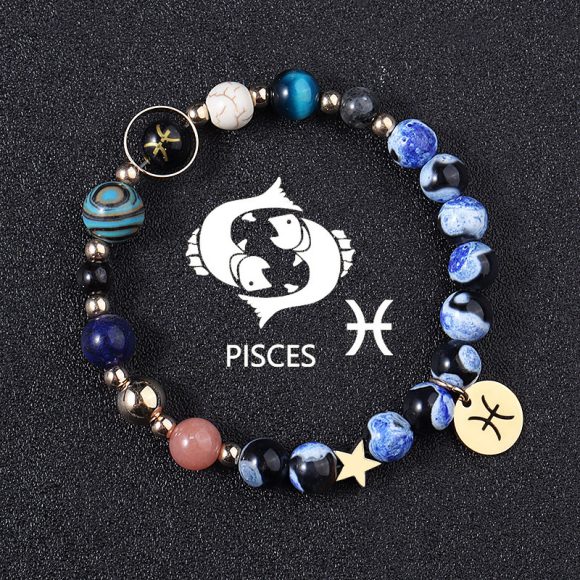 European And American Twelve Constellations Bracelets Blue Flame Agate Eight Planets Bracelet - Image 4