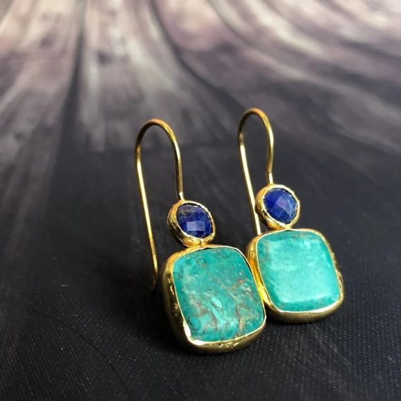 Simple Geometric Square Turquoise Women's Earrings - Image 5