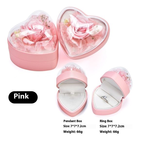 Valentine's Day Rose Preserved Fresh Flower Rings Pendants Storage Box - Image 7