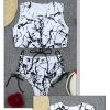Bikini Ladies Swimwear Split Tie Dye Tied Black And White - Image 6