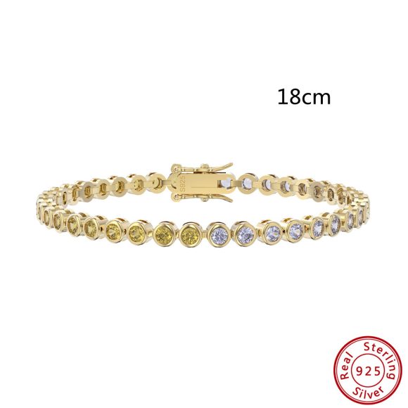 S925 Sterling Silver Two-tone Zircon Fashion All-match Bracelet - Image 4
