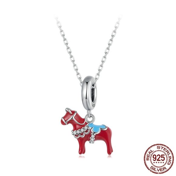 Wooden Horse Pendant S925 Sterling Silver Dripping Oil - Image 4