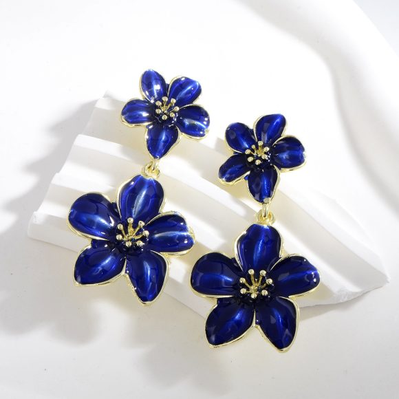 Drop Oil Camellia Earrings Hong Kong Style Retro - Image 8