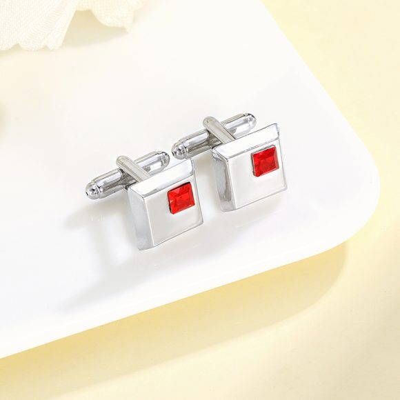 Alloy Spot Drill Fashion Men's Square Cufflinks - Image 4