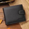 Men's Short Genuine Leather Vintage Zipper Buckle Wallet