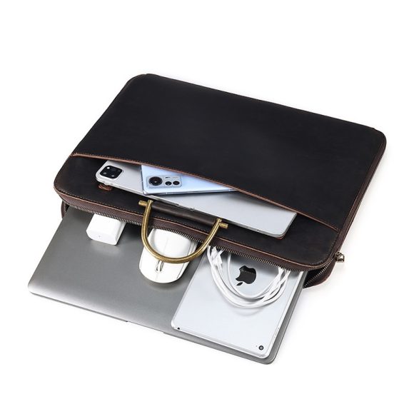 Crazy Horse Leather Men's Business Handbag Genuine Leather Computer Bag - Image 2