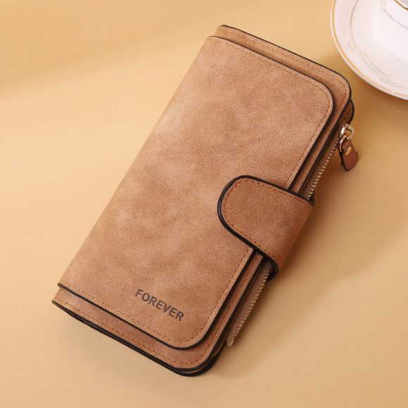 Women's Long Wallet Trifold Matte Leather Clutch - Image 8