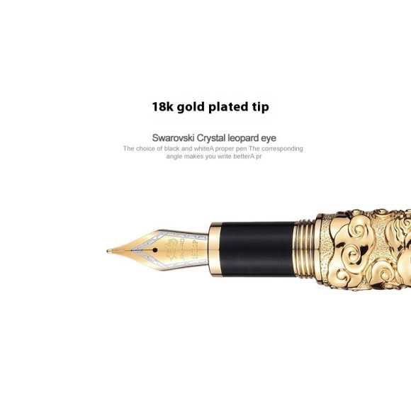 Retro Chinese Style Relief 18K Gold Plated Tip Gift Pen Two Colors - Image 6