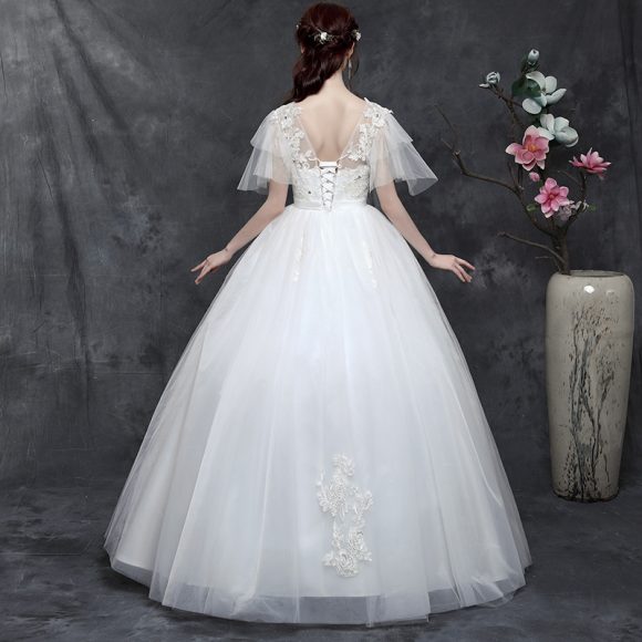Large Size Wedding Dress Fat Bride Married Master Wedding Dress Was Thin And Simple Studio Covering Arms - Image 2