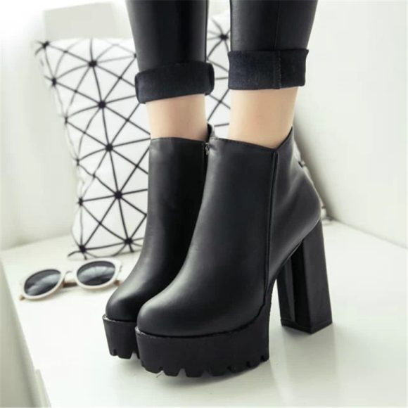 Thick Heel Fleece-lined Warm Short Boots - Image 8