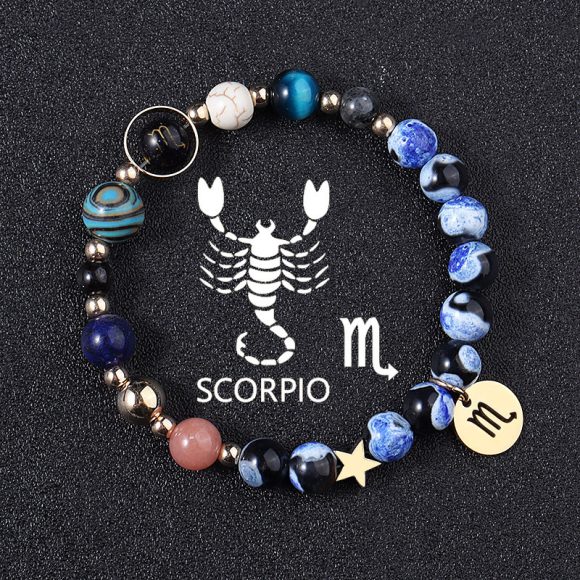 European And American Twelve Constellations Bracelets Blue Flame Agate Eight Planets Bracelet - Image 6