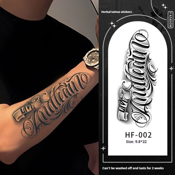English Letters Tattoo Sticker Male Waterproof And Durable Floral Word Arm Herbal Semi-permanent - Image 2